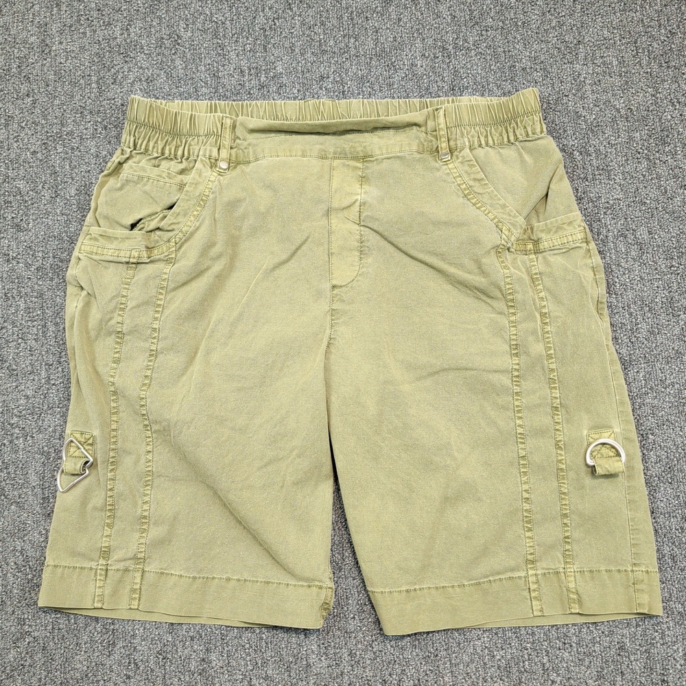 Soft Surroundings Utility Cargo Shorts PL Green Cotton Stretch Gorpcore Hiking